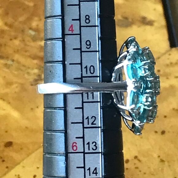 Natural Blue Apatite Sterling Silver Ring Size 5 - Picture 6 of 9